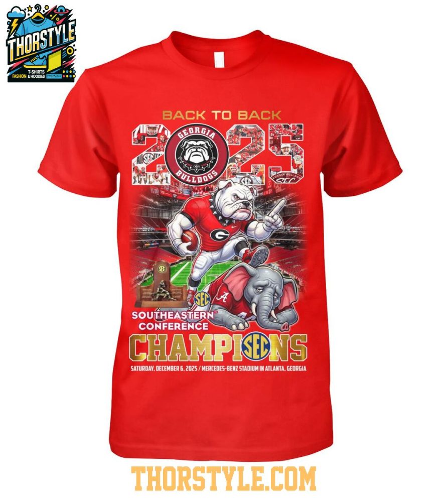 Georgia Bulldogs Sec Champions 2025 Back2Back Victory T-Shirt