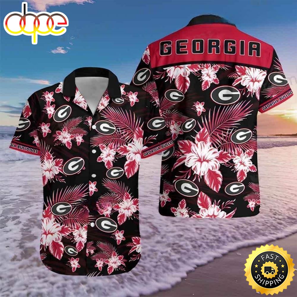 Georgia Bulldogs Uga Hawaiian Shirt Tropical Floral