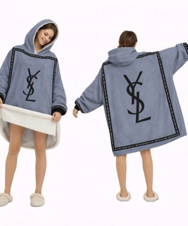 Gray And Black Logo Louis Vuitton Blanket Hoodie , Cozy Wearable Blanket Hoodie