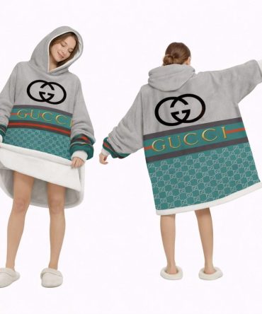 Green And Grey Gucci Blanket Hoodie , Cozy Wearable Blanket Hoodie