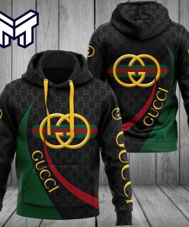 Gucci Black Green 3D Hoodie Gucci Logo 3D Hoodie For Men Women