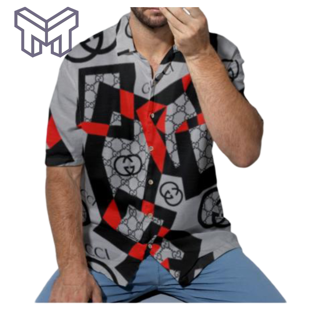 Gucci Hawaiian Shirt, Hawaiian Shirts For Men, Gucci Short Sleeve Button Shirt – Mura17814