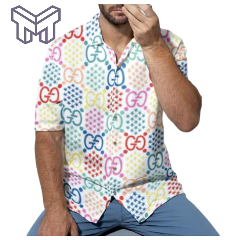 Gucci Hawaiian Shirt, Hawaiian Shirts For Men, Gucci Short Sleeve Button Shirt – Mura17817
