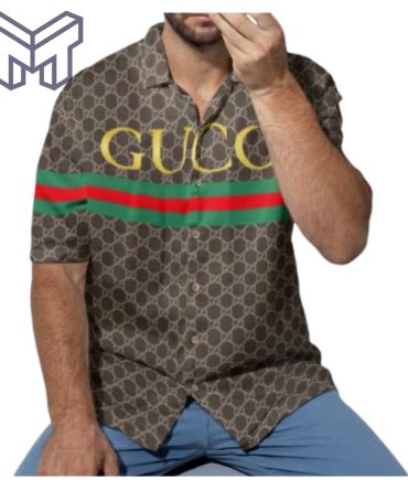 Gucci Hawaiian Shirt, Hawaiian Shirts For Men, Gucci Short Sleeve Button Shirt – Mura17820
