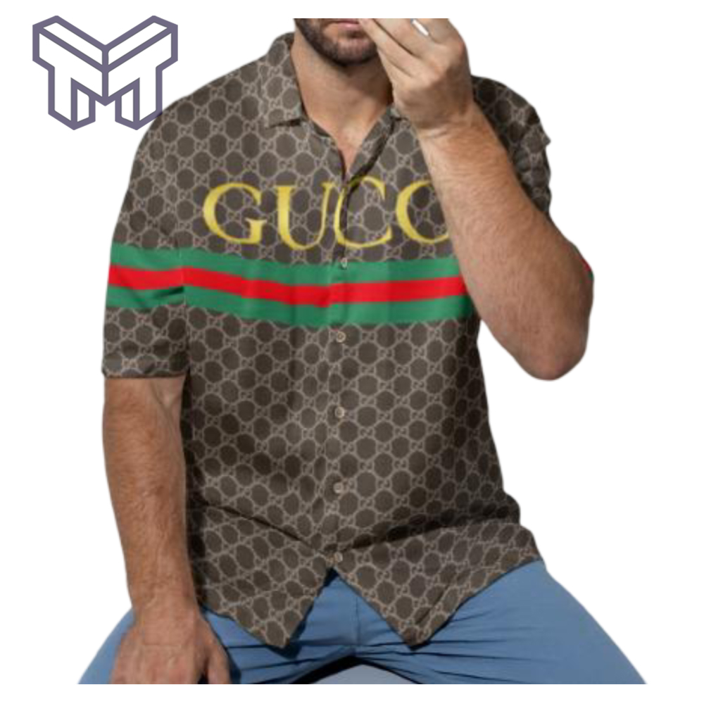 Gucci Hawaiian Shirt, Hawaiian Shirts For Men, Gucci Short Sleeve Button Shirt – Mura17820