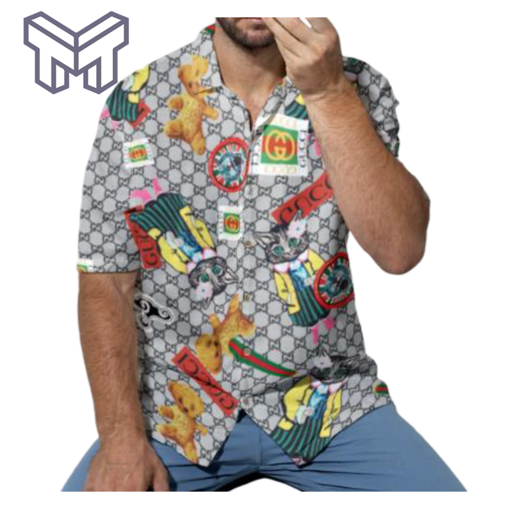 Gucci Hawaiian Shirt, Hawaiian Shirts For Men, Gucci Short Sleeve Button Shirt – Mura17823