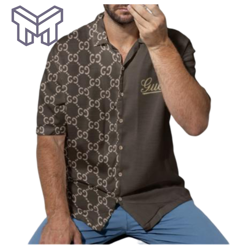 Gucci Hawaiian Shirt, Hawaiian Shirts For Men, Gucci Short Sleeve Button Shirt – Mura17826