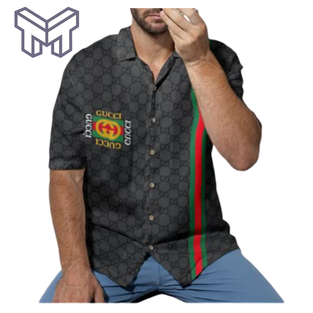 Gucci Hawaiian Shirt, Hawaiian Shirts For Men, Gucci Short Sleeve Button Shirt – Mura17830