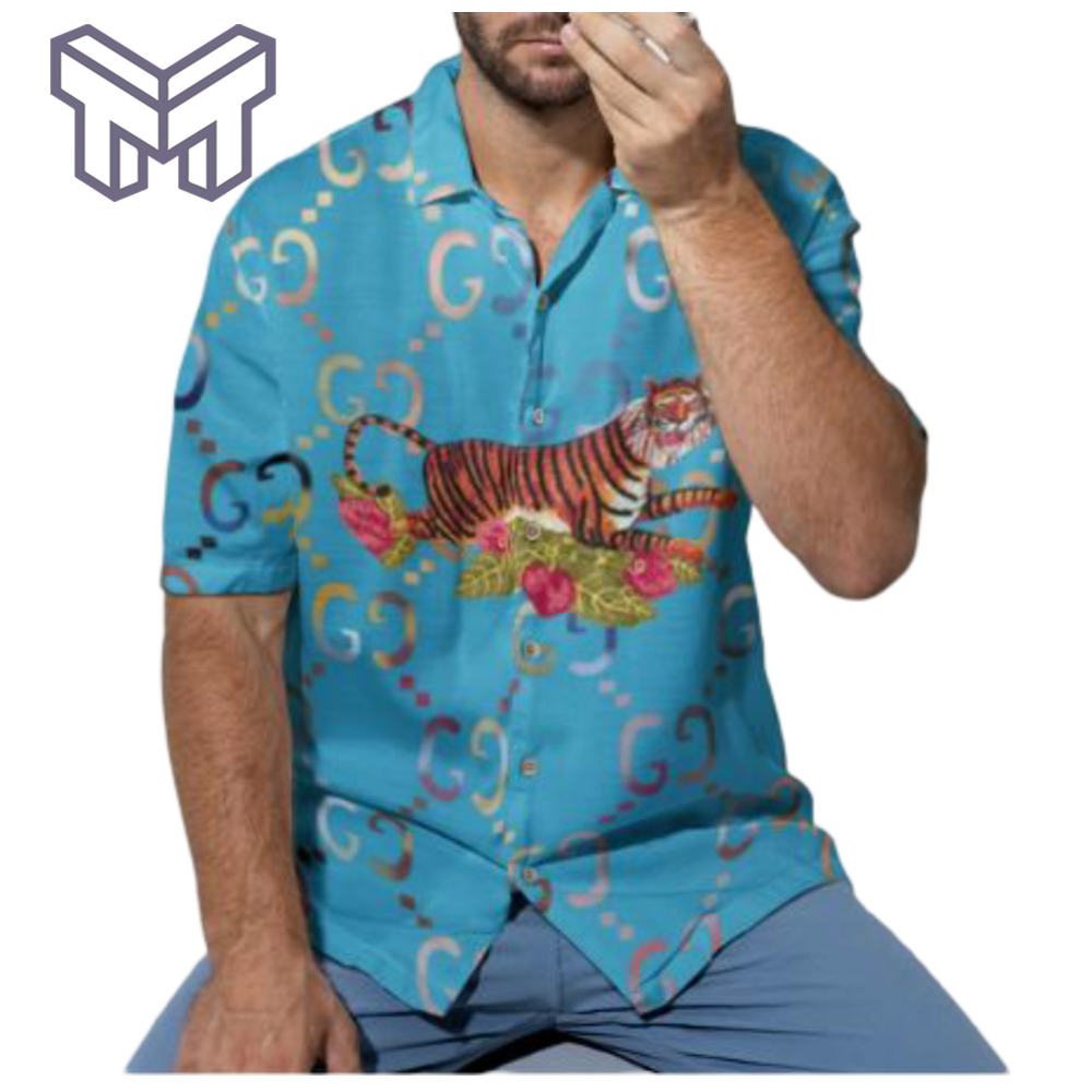Gucci Hawaiian Shirt, Hawaiian Shirts For Men, Gucci Short Sleeve Button Shirt – Mura18804