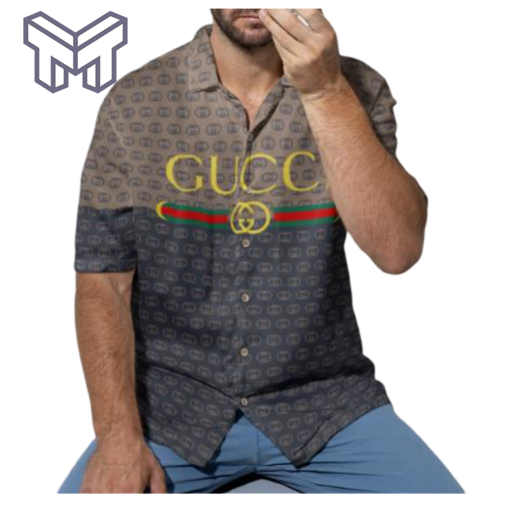 Gucci Hawaiian Shirt, Hawaiian Shirts For Men, Gucci Short Sleeve Button Shirt – Mura18805