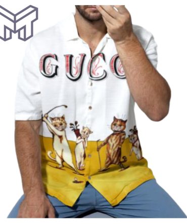 Gucci Hawaiian Shirt, Hawaiian Shirts For Men, Gucci Short Sleeve Button Shirt – Mura18809