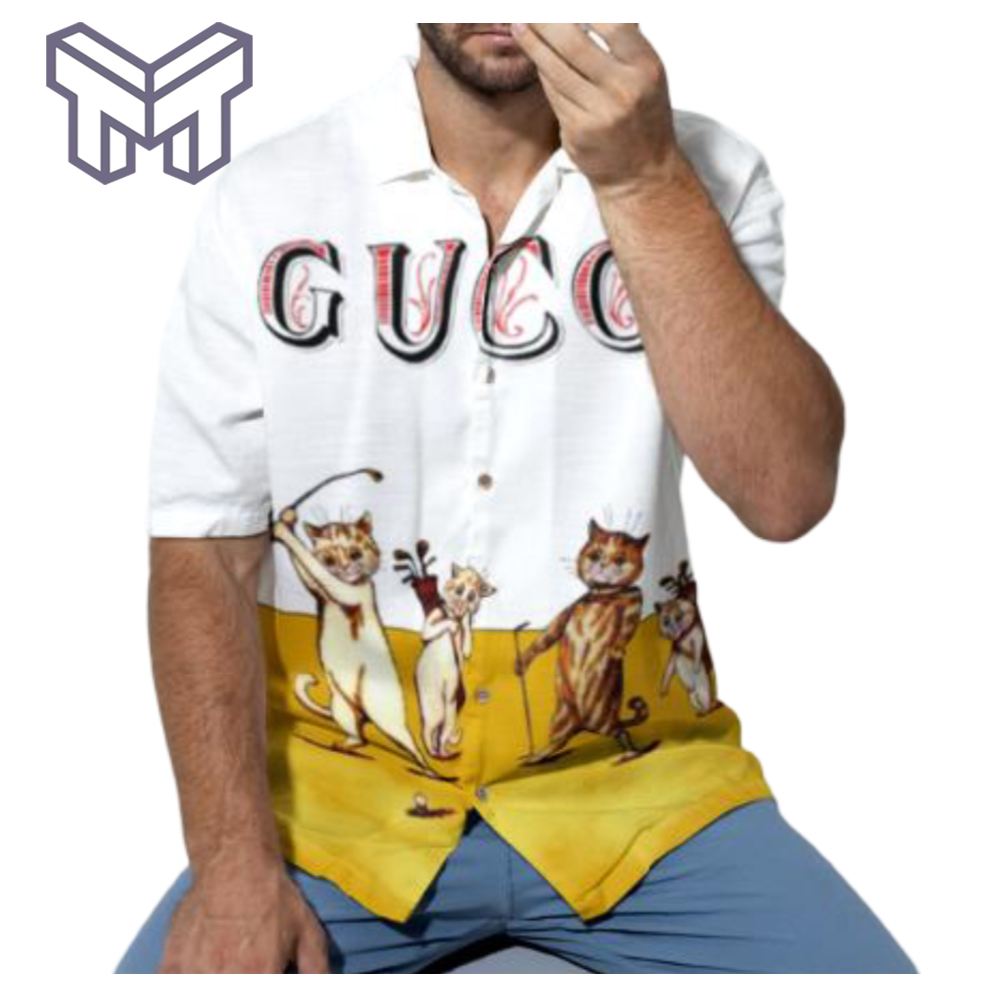 Gucci Hawaiian Shirt, Hawaiian Shirts For Men, Gucci Short Sleeve Button Shirt – Mura18809