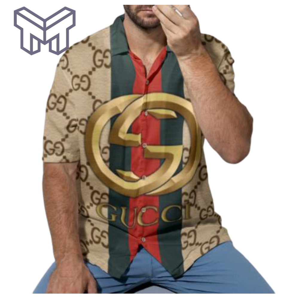 Gucci Hawaiian Shirt, Hawaiian Shirts For Men, Gucci Short Sleeve Button Shirt – Mura17812