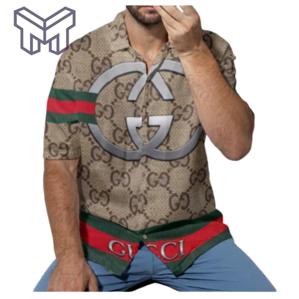 Gucci Hawaiian Shirt, Hawaiian Shirts For Men, Gucci Short Sleeve Button Shirt – Mura17813