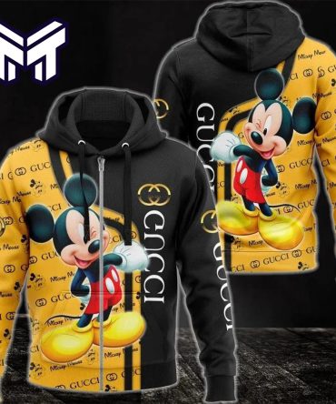Gucci Mickey Mouse 3D Hoodie Gucci Logo Zip Hoodie For Men Women