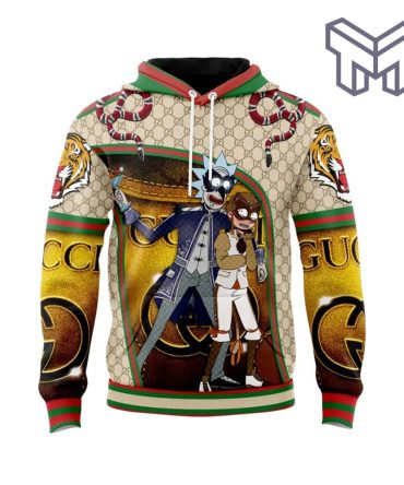 Gucci Rick And Morty Tiger Snake Golden Unisex 3D Hoodie 3D T-Shirt Zip 3D Hoodie Outfit For Men Women Luxury Brand Clothing Special Gift