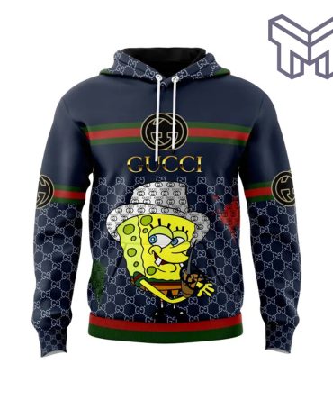 Gucci Spongebob Squarepants Navy Unisex 3D Hoodie 3D T-Shirt Zip 3D Hoodie Outfit For Men Women Luxury Brand Clothing Special Gift