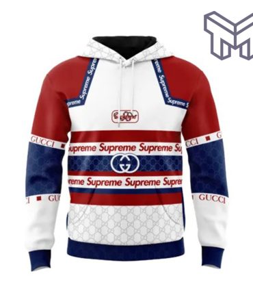 Gucci Supreme Red Blue White Unisex 3D Hoodie 3D T-Shirt Zip 3D Hoodie Outfit For Men Women Luxury Brand Clothing