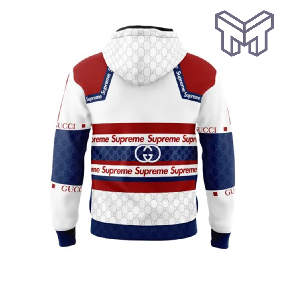 Gucci Supreme Red Blue White Unisex 3D Hoodie 3D T-Shirt Zip 3D Hoodie Outfit For Men Women Luxury Brand Clothing - Image 2