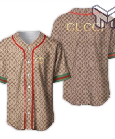 Gucci Brown Baseball Jersey Shirt Luxury Clothing Clothes Sport For Men Women Hot  Type01