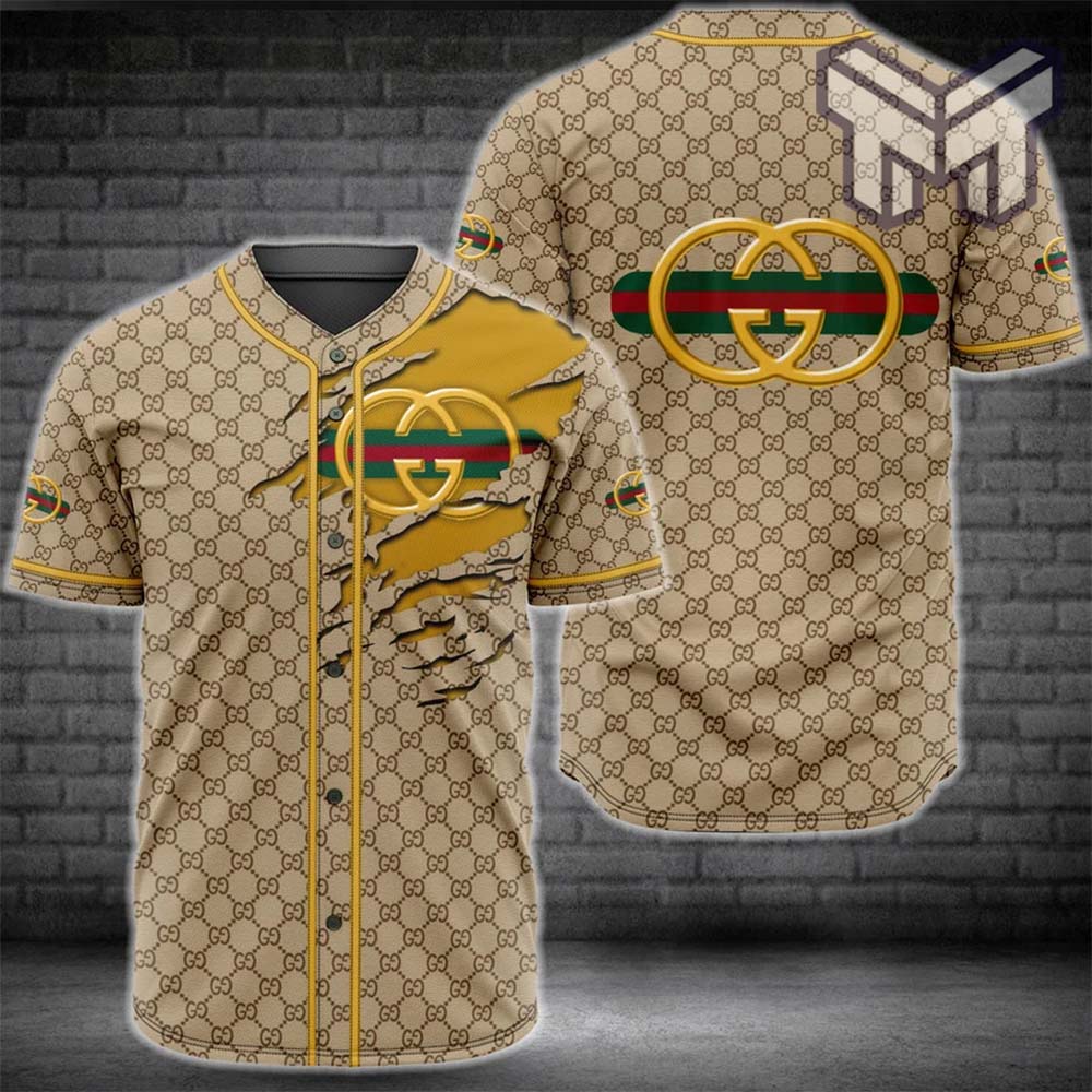 Gucci Brown Baseball Jersey Shirt Luxury Clothing Clothes Sport For Men Women Hot Type02