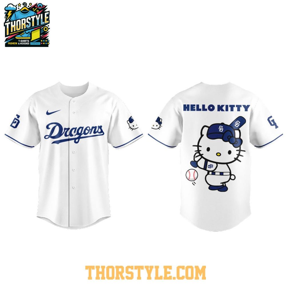 Hello Kitty Chunichi Dragons 2025 Brave Dragons Charge Baseball Jersey - Image 2