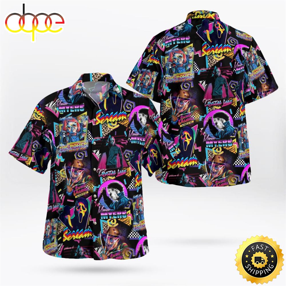 Horror Movie Retro Lapel Collar Hawaiian Shirt