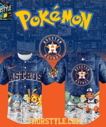 Houston Astros 2025 Pokémon Pikachu Bulbasaur Charmander Squirtle Baseball Jersey