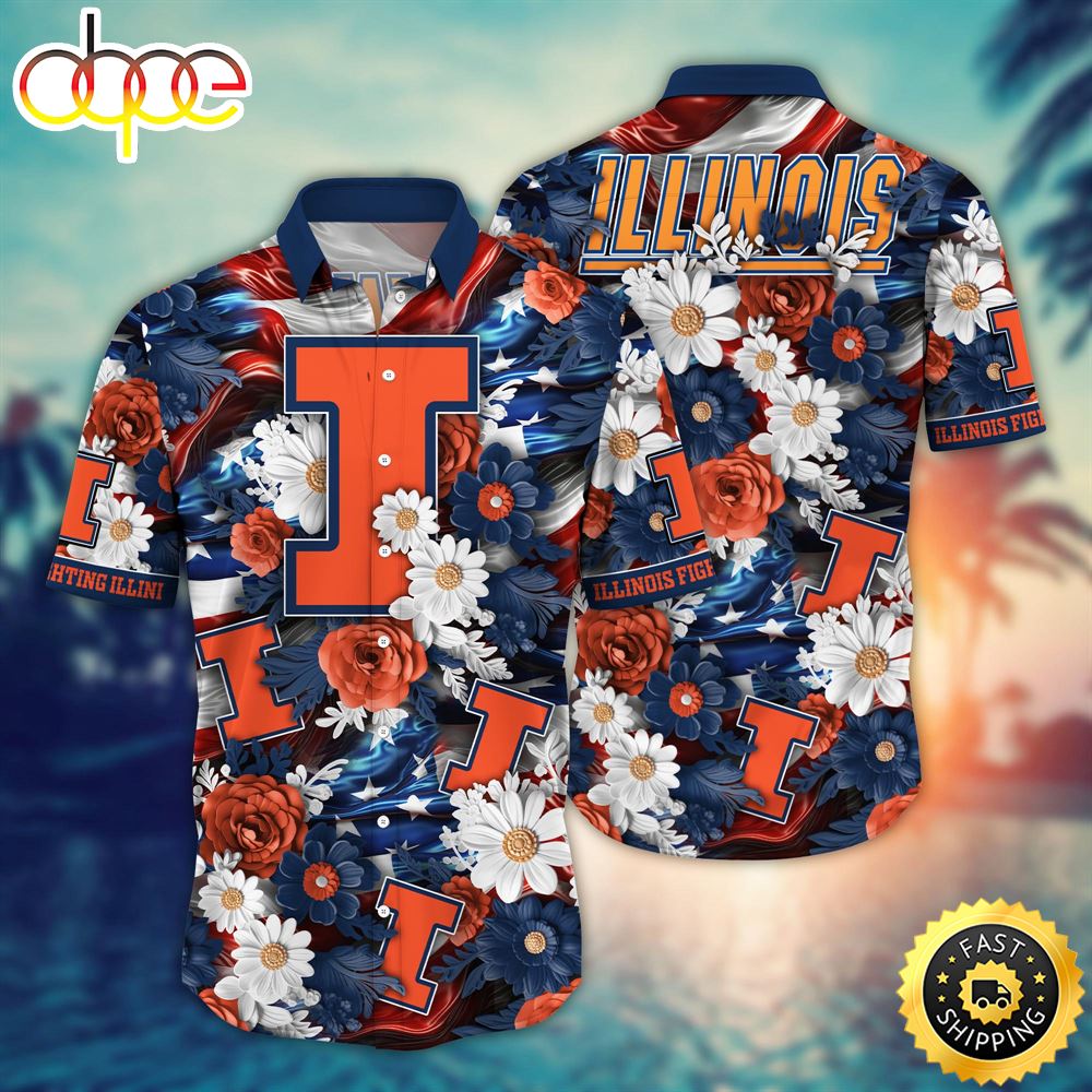 Illinois Fighting Illini Ncaa3 Hawaii Shirt Independence Day