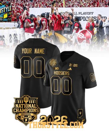 Indiana Hoosiers 2025 National Champions All Black Personalized Football Jersey