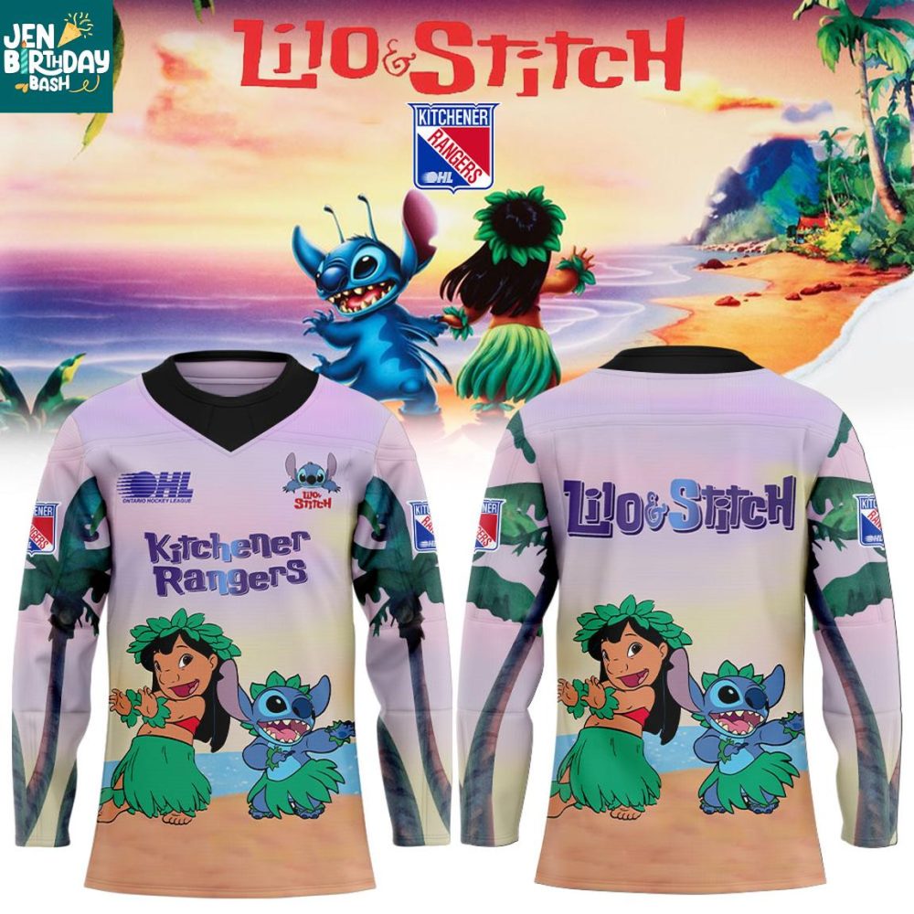 Kitchener Rangers Lilo & Stitch 2025 Battle Built Hockey Jersey