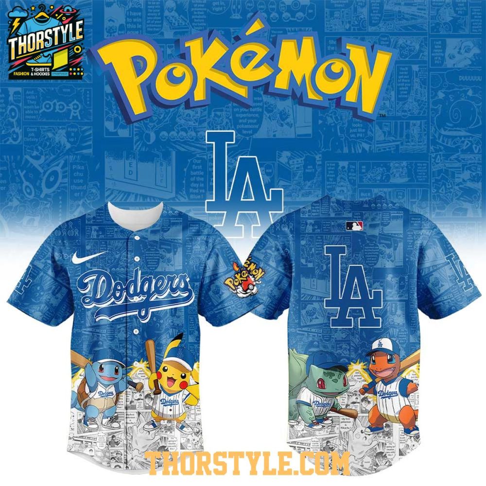 Los Angeles Dodgers 2025 Pokémon Pikachu Bulbasaur Charmander Squirtle Baseball Jersey