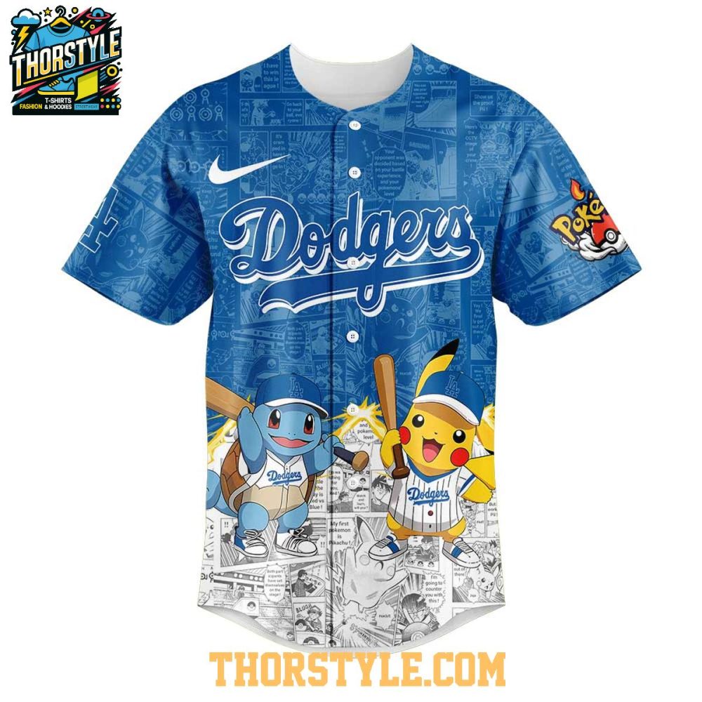 Los Angeles Dodgers 2025 Pokémon Pikachu Bulbasaur Charmander Squirtle Baseball Jersey - Image 2