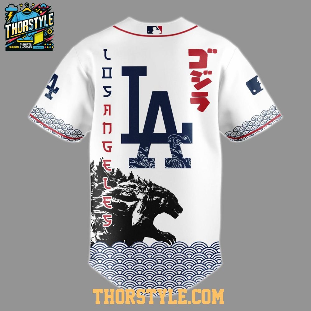 Los Angeles Dodgers Godzilla Japanese Legends 2025 Baseball Jersey - Image 3