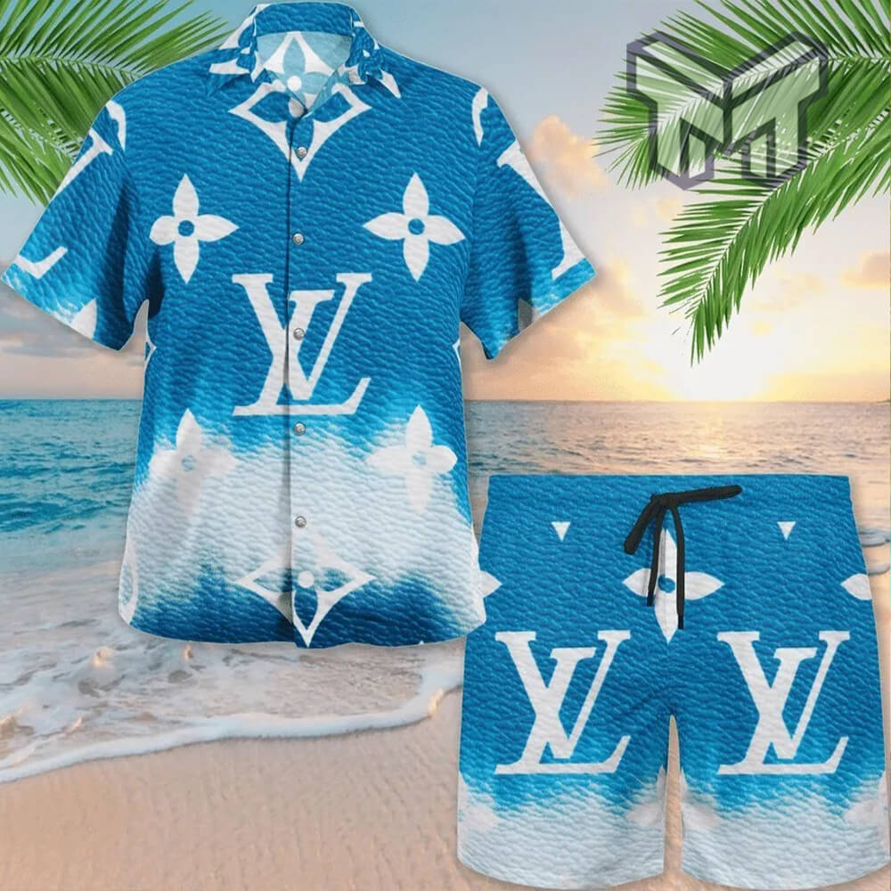 Louis Vuitton Blue Sky Luxury Brand Premium Fashion Hawaiian Shirt (Shirt Only)