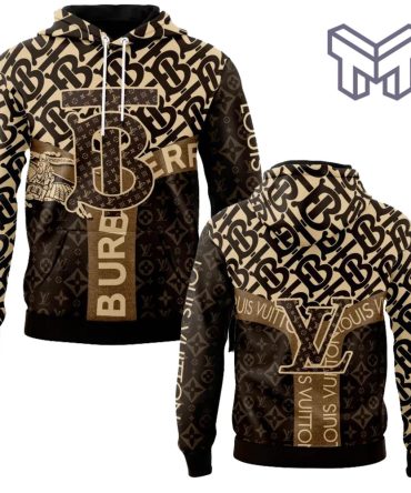 Louis Vuitton Burberry Brown Beige Unisex 3D Hoodie Outfit For Men Women Luxury Brand Clothing Special Gift Unisex 3D Hoodie 3D T-Shirt Zip 3D Hoodie