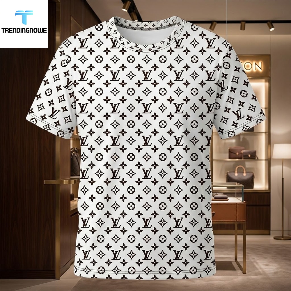 Louis Vuitton Monogram All Over Print White Luxury Streetwear Shirt Hoodie - Image 2