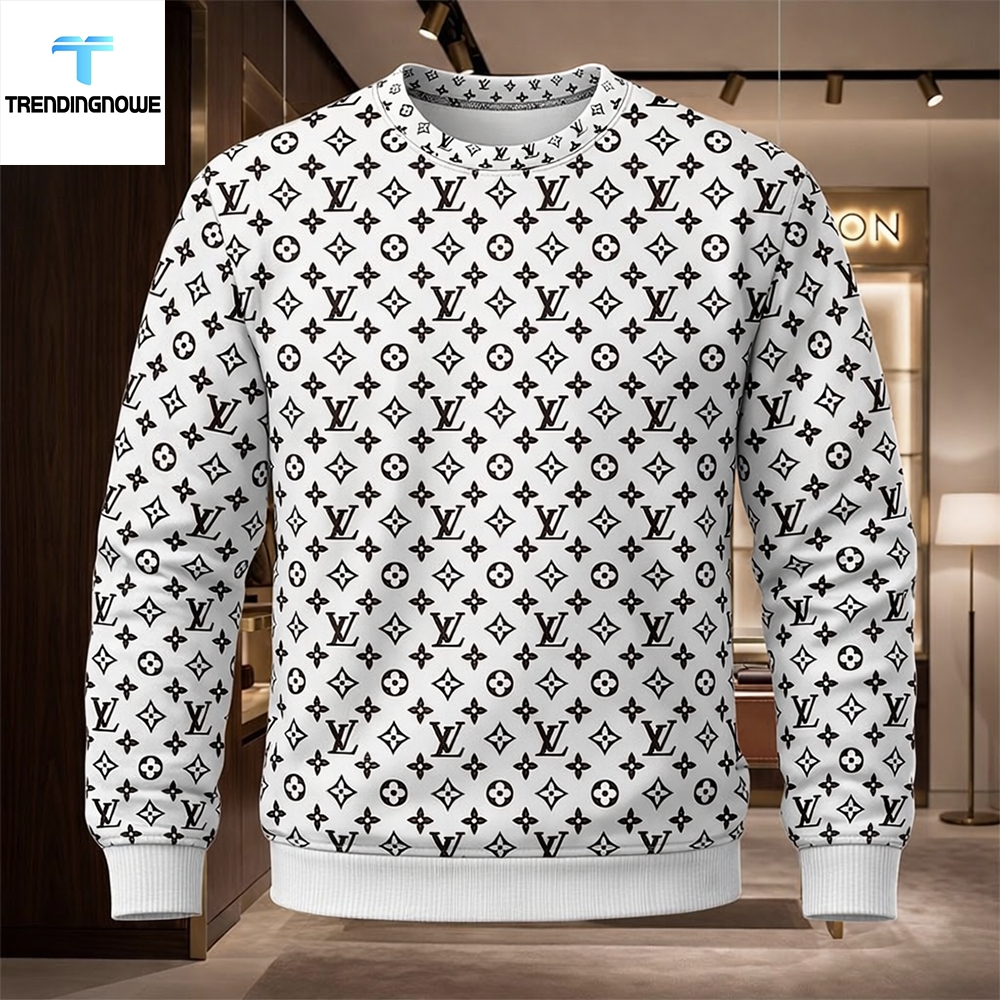 Louis Vuitton Monogram All Over Print White Luxury Streetwear Shirt Hoodie - Image 3