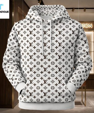 Louis Vuitton Monogram All Over Print White Luxury Streetwear Shirt Hoodie