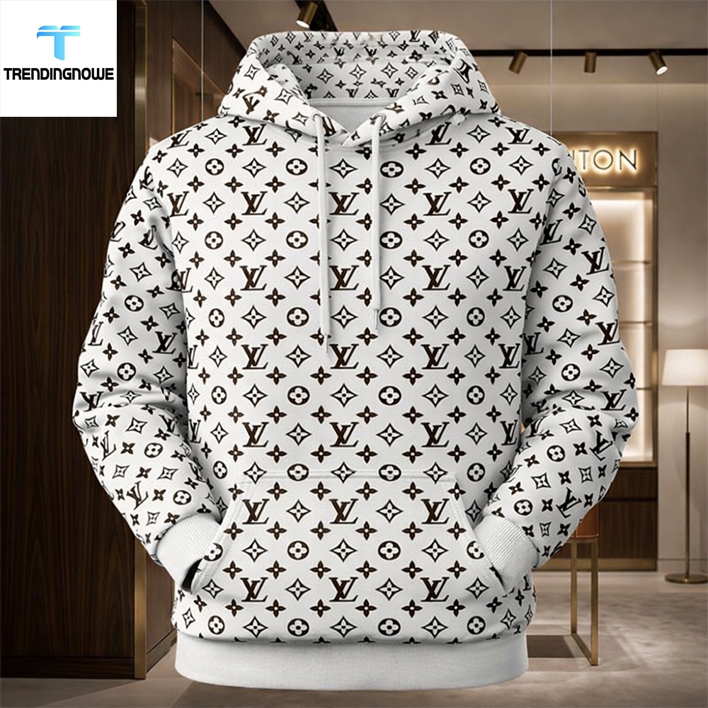 Louis Vuitton Monogram All Over Print White Luxury Streetwear Shirt Hoodie