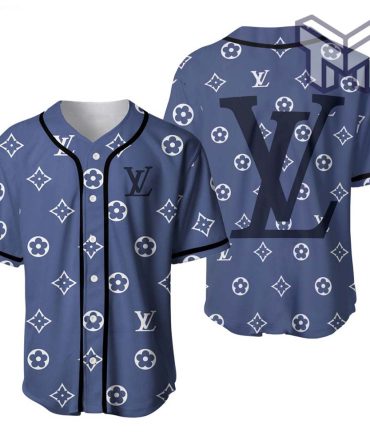 Louis Vuitton Blue Baseball Jersey Shirt Lv Luxury Clothing Clothes Sport For Men Women Hot Type01
