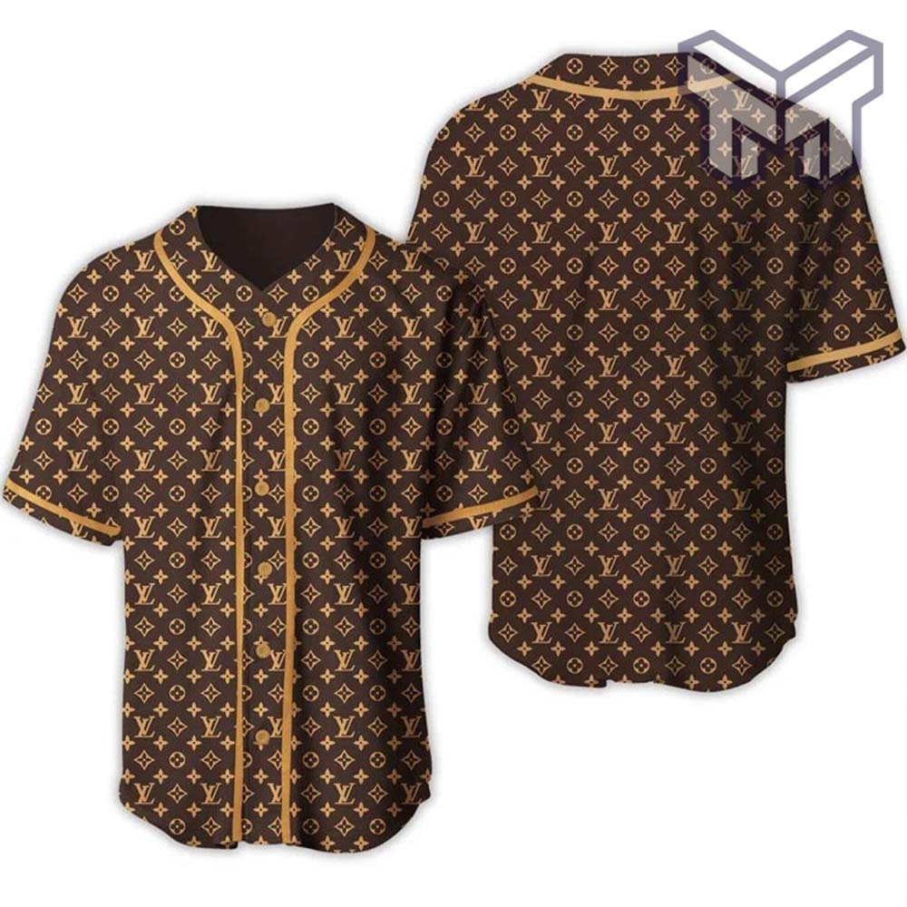 Louis Vuitton Brown Baseball Jersey Shirt Lv Luxury Clothing Clothes Sport For Men Women Hot Type02