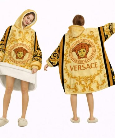 Luxury Golden Versace Blanket Hoodie , Cozy Wearable Blanket Hoodie
