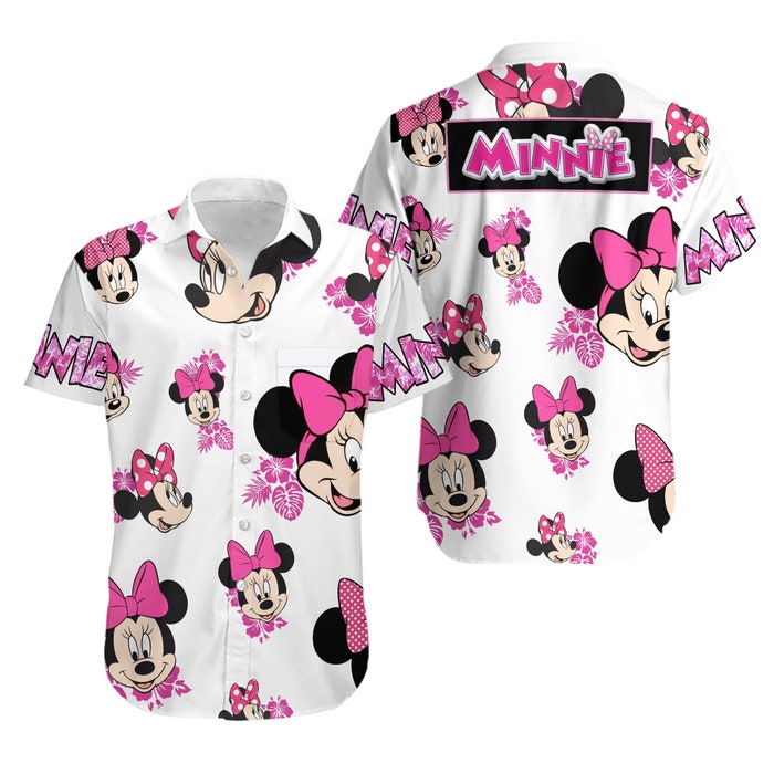 Minnie Mouse Floral Summer Tropical Print Disney Hawaiian Button Down Shirt Shorts Set Unisex Outfits - Image 2