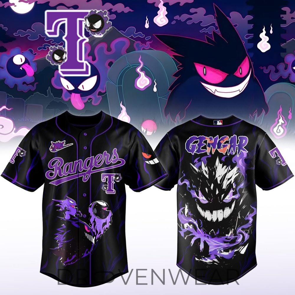 Limited Edition Gengar Rangers Baseball Jersey - Ghostly Purple Design For Fans
