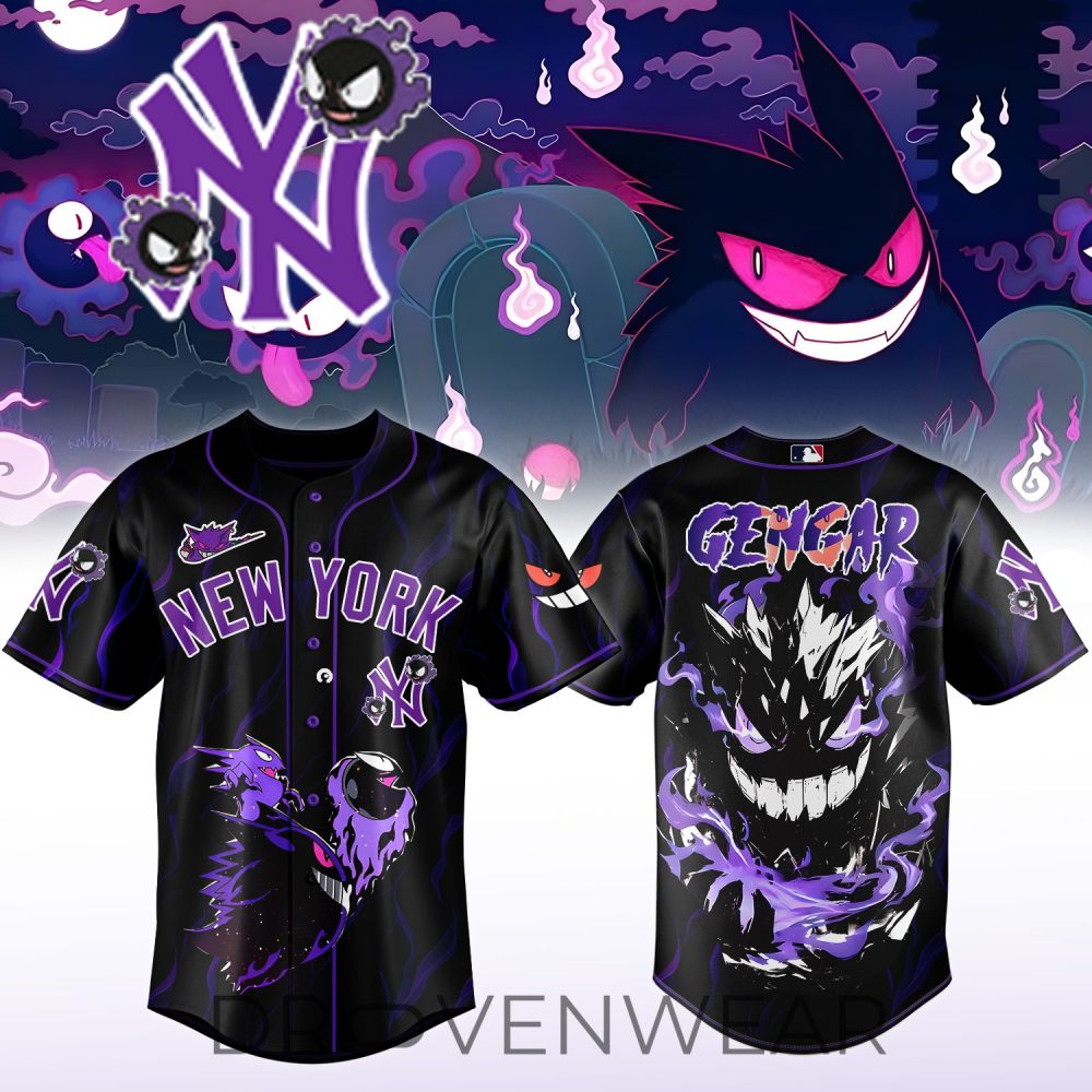 Limited Edition Gengar Baseball Jersey - New York Inspired, Stylish & Comfortable!