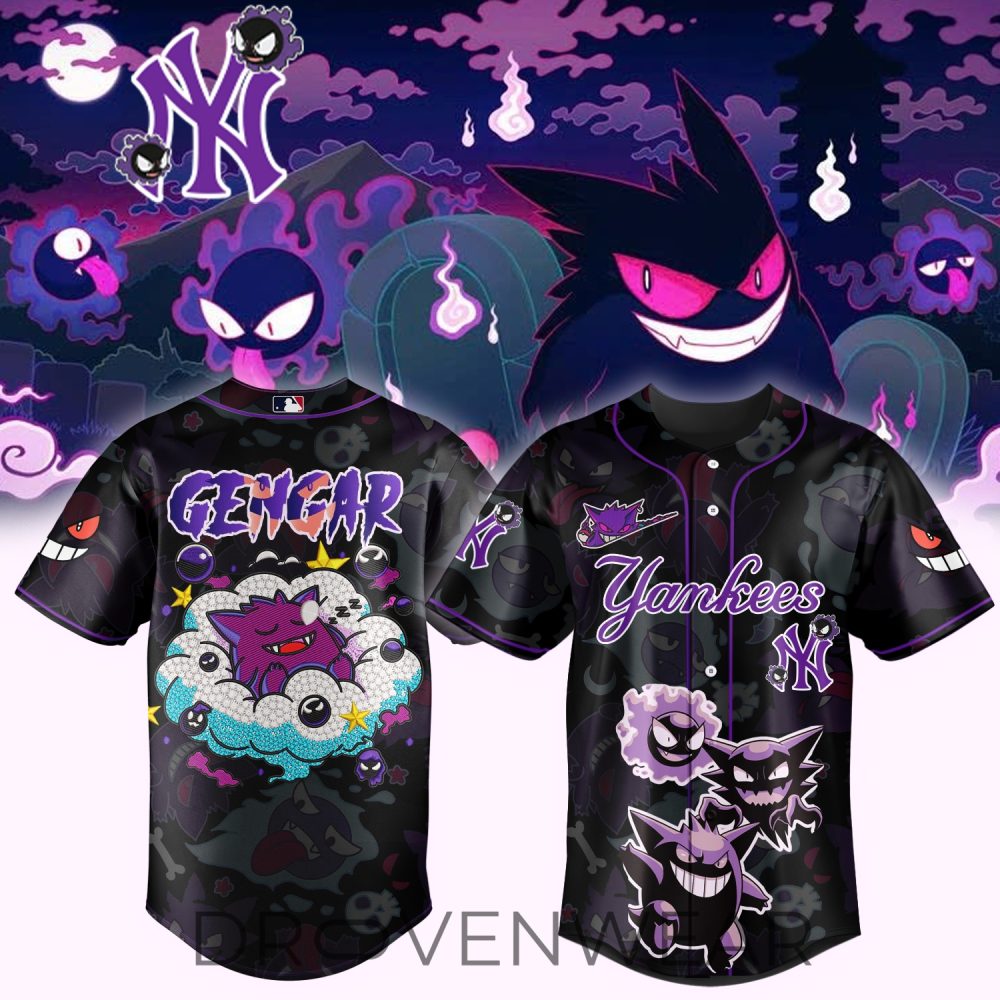 Limited Edition Gengar Yankees Baseball Jersey – Exclusive Ghostly Design, Perfect Gift!