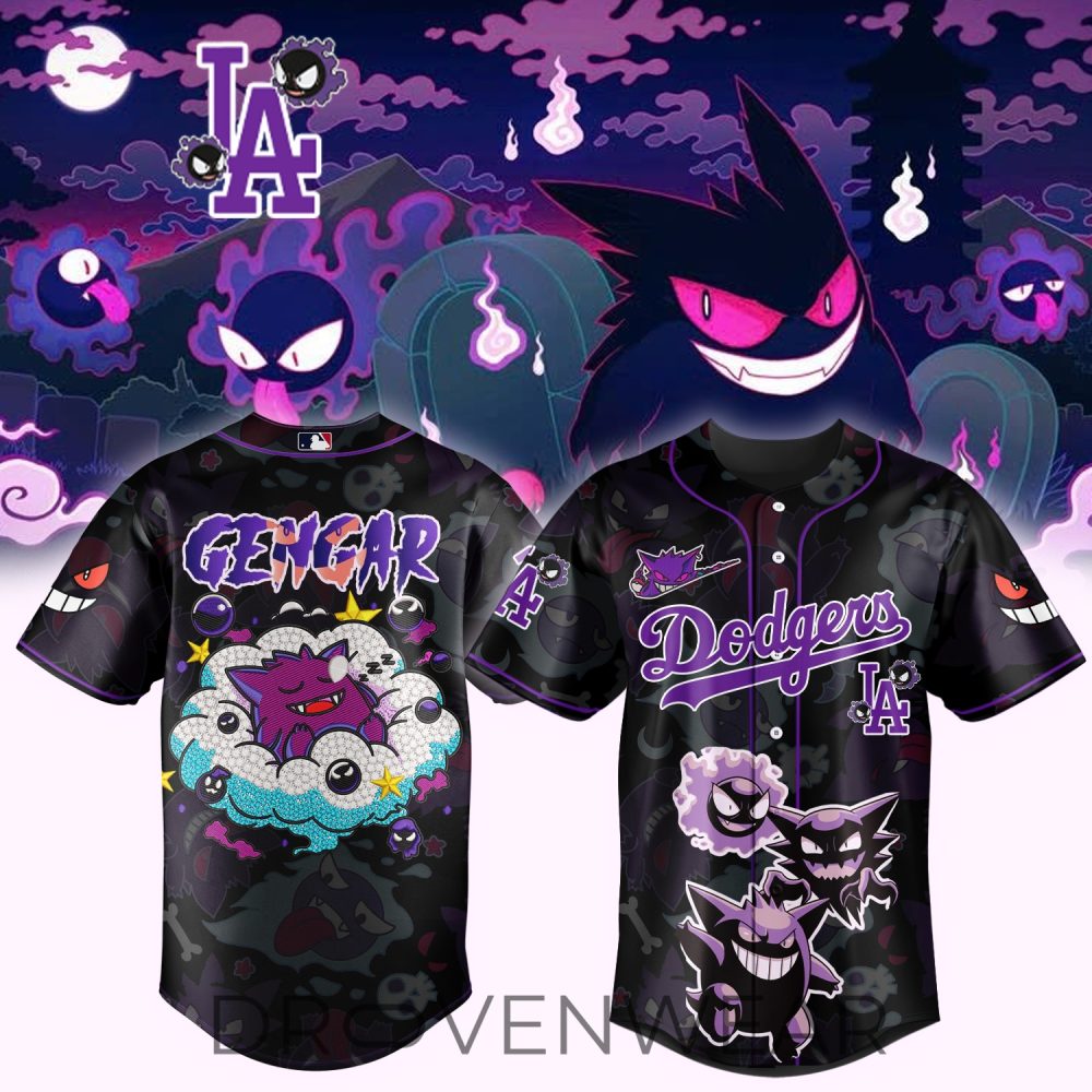 Limited Edition Gengar Baseball Jersey - Ghostly La Dodgers Design, Unisex Sizes