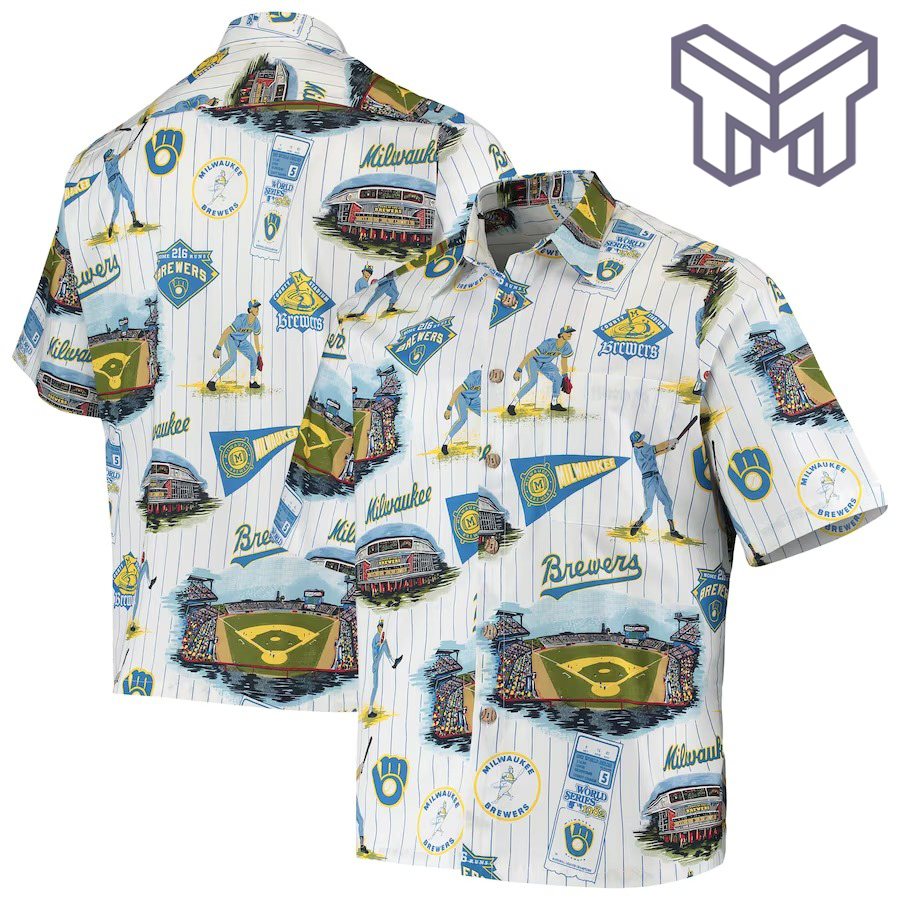 Mlb Milwaukee Brewers Hawaiian Shirt Scenic Hawaiian Shirt And Short - Navy