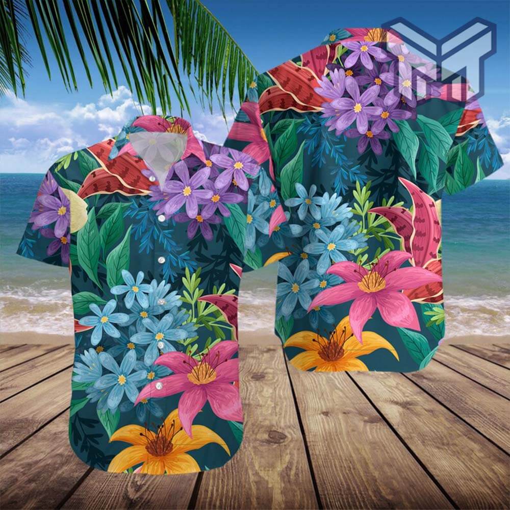 Made In Hawaii, Hibiscus Flower And Surf Board Hawaiian Aloha Shirt